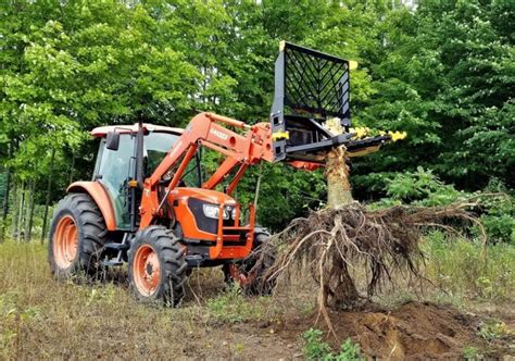 homemade skid steer tree puller|tractor mounted tree puller.